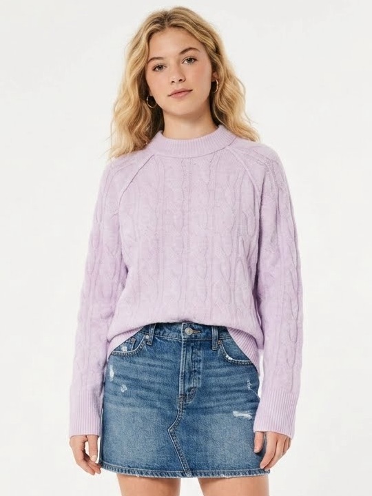 Altar'd State Lavender Ribbed Crewneck Sweater